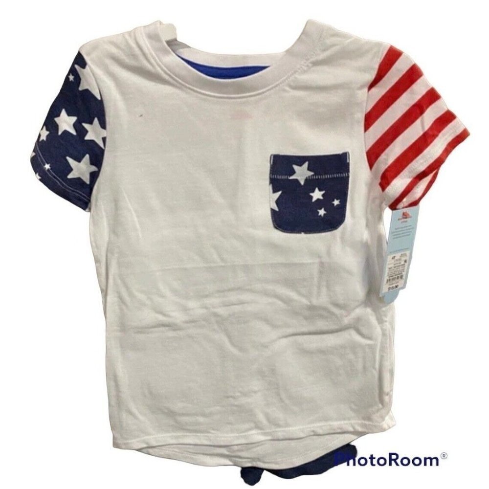 Cat & Jack Boys Stars and Stripes 2 Piece Short Set-Size 4T